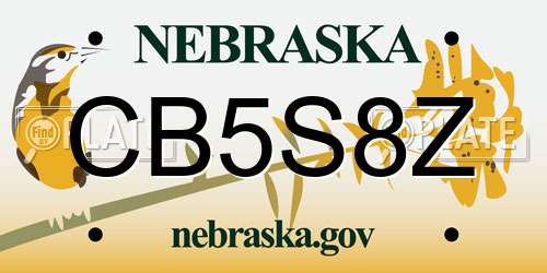 CB5S8Z Nebraska License Plate