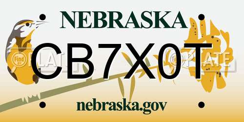 CB7X0T Nebraska License Plate