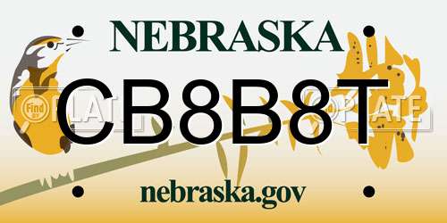 CB8B8T Nebraska License Plate