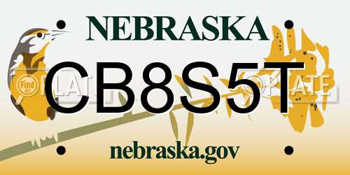 CB8S5T Nebraska License Plate