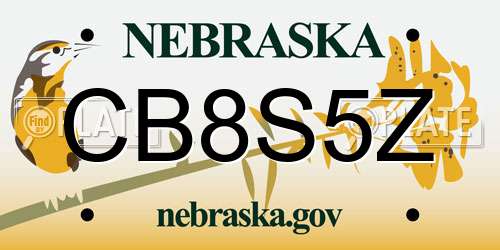 CB8S5Z Nebraska License Plate