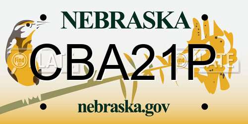 CBA21P Nebraska License Plate