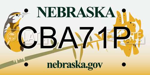 CBA71P Nebraska License Plate