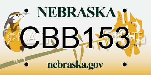 CBB153 Nebraska License Plate