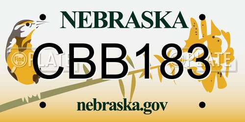 CBB183 Nebraska License Plate