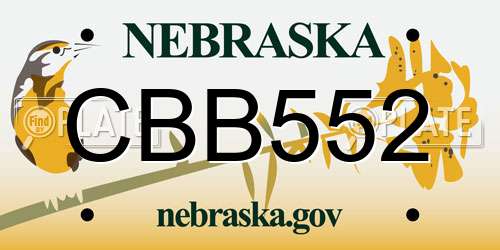 CBB552 Nebraska License Plate