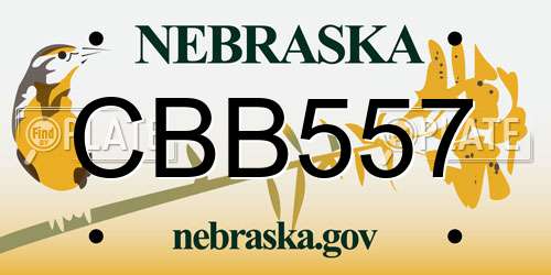 CBB557 Nebraska License Plate