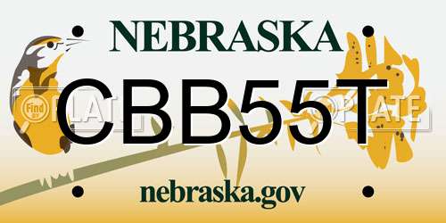 CBB55T Nebraska License Plate