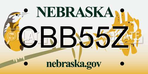 CBB55Z Nebraska License Plate