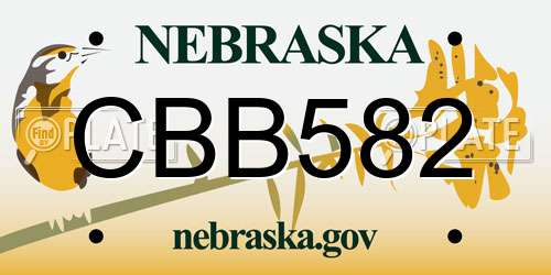 CBB582 Nebraska License Plate