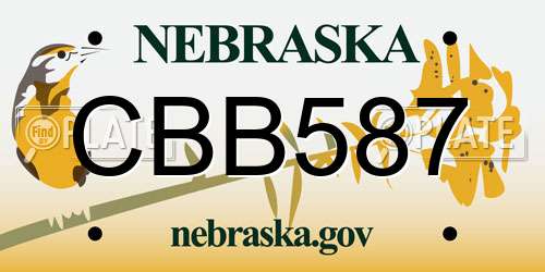 CBB587 Nebraska License Plate