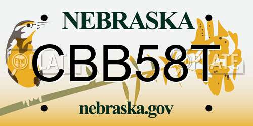 CBB58T Nebraska License Plate