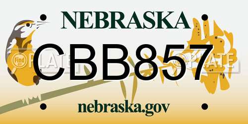 CBB857 Nebraska License Plate