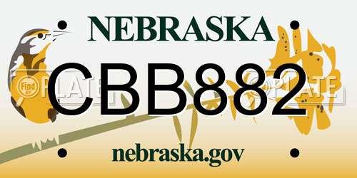 CBB882 Nebraska License Plate