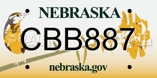 CBB887 Nebraska License Plate