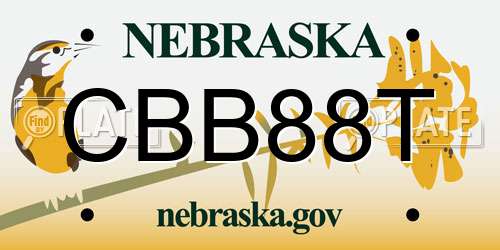 CBB88T Nebraska License Plate