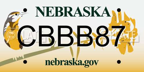 CBBB87 Nebraska License Plate