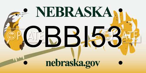 CBBI53 Nebraska License Plate