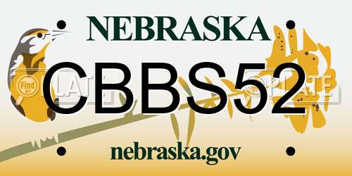 CBBS52 Nebraska License Plate