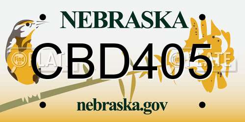 CBD405 Nebraska License Plate