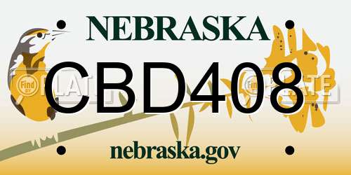 CBD408 Nebraska License Plate
