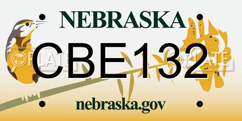 CBE132 Nebraska License Plate