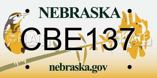 CBE137 Nebraska License Plate