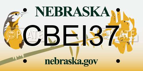 CBEI37 Nebraska License Plate
