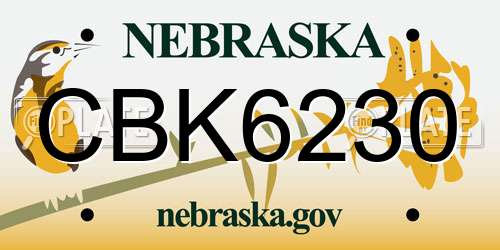 CBK6230 Nebraska License Plate