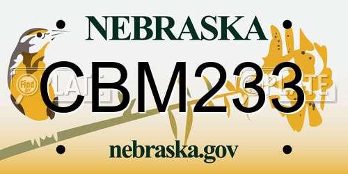 CBM233 Nebraska License Plate