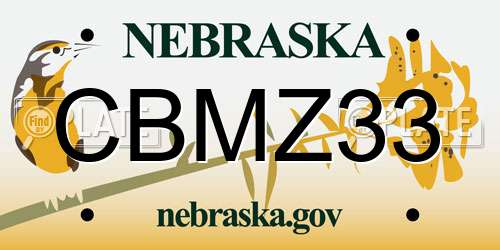 CBMZ33 Nebraska License Plate