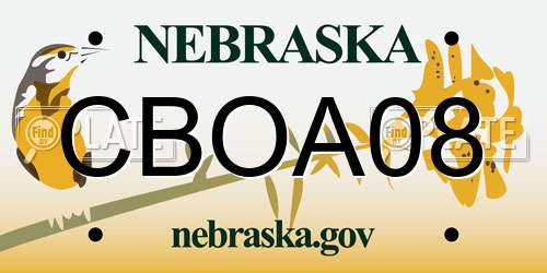 CBOA08 Nebraska License Plate
