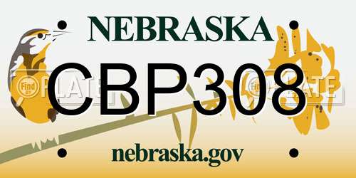CBP308 Nebraska License Plate