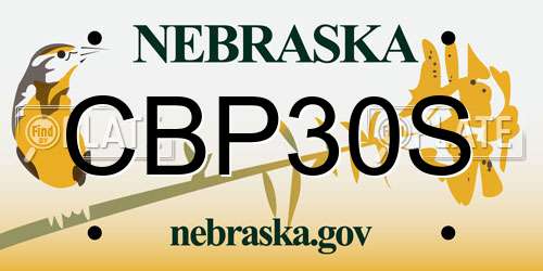 CBP30S Nebraska License Plate