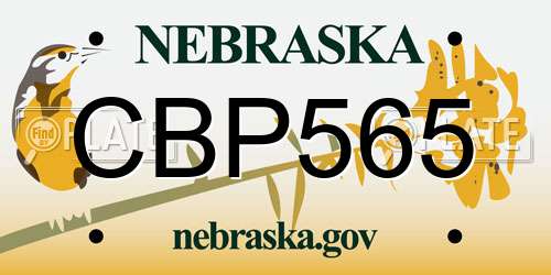 CBP565 Nebraska License Plate