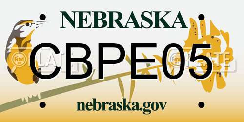 CBPE05 Nebraska License Plate