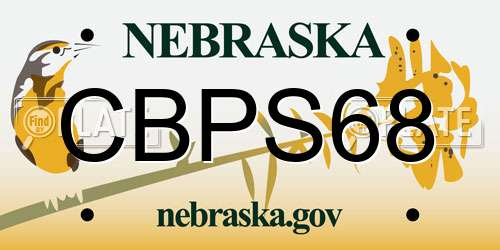 CBPS68 Nebraska License Plate