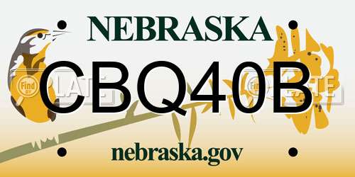 CBQ40B Nebraska License Plate