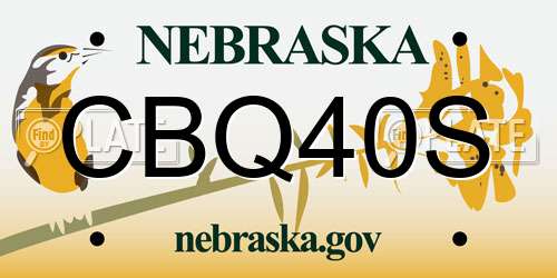 CBQ40S Nebraska License Plate