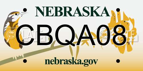 CBQA08 Nebraska License Plate