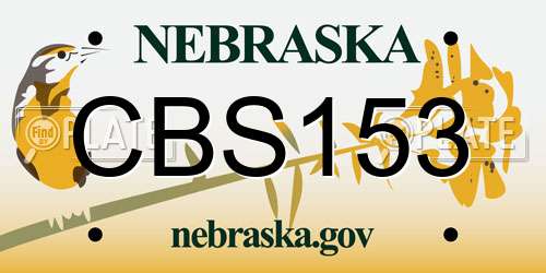 CBS153 Nebraska License Plate