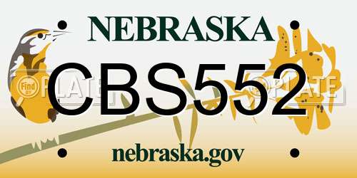 CBS552 Nebraska License Plate