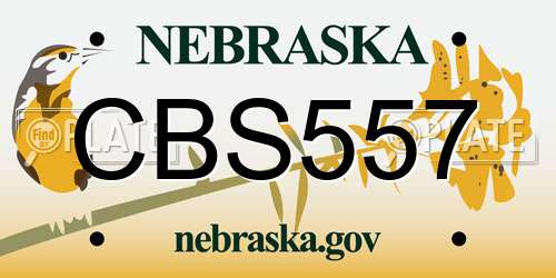 CBS557 Nebraska License Plate
