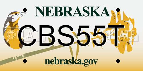 CBS55T Nebraska License Plate