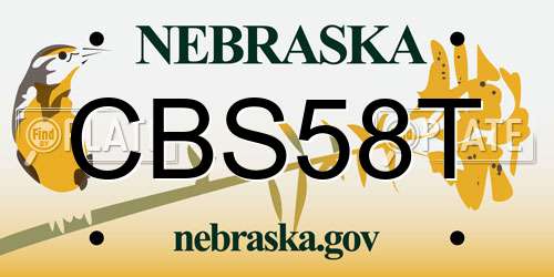 CBS58T Nebraska License Plate