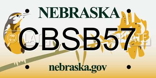CBSB57 Nebraska License Plate