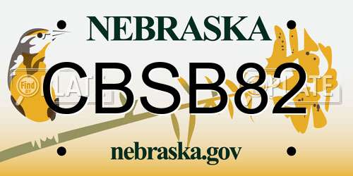 CBSB82 Nebraska License Plate