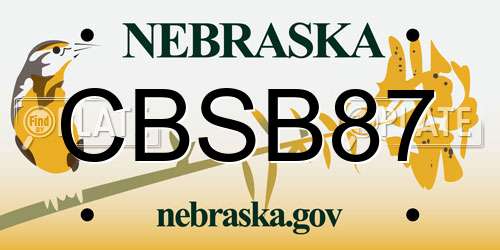 CBSB87 Nebraska License Plate