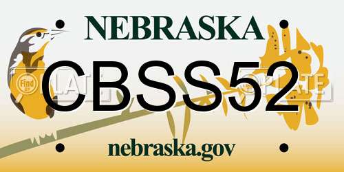 CBSS52 Nebraska License Plate