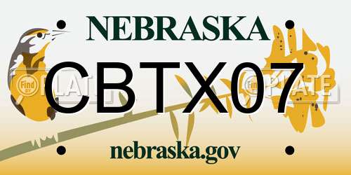 CBTX07 Nebraska License Plate